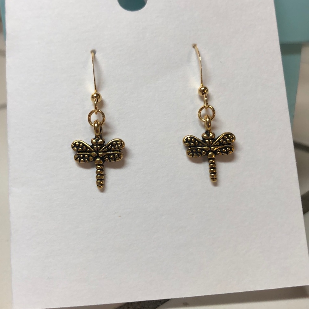 Handmade ❤️ Gold Dragonfly Earrings